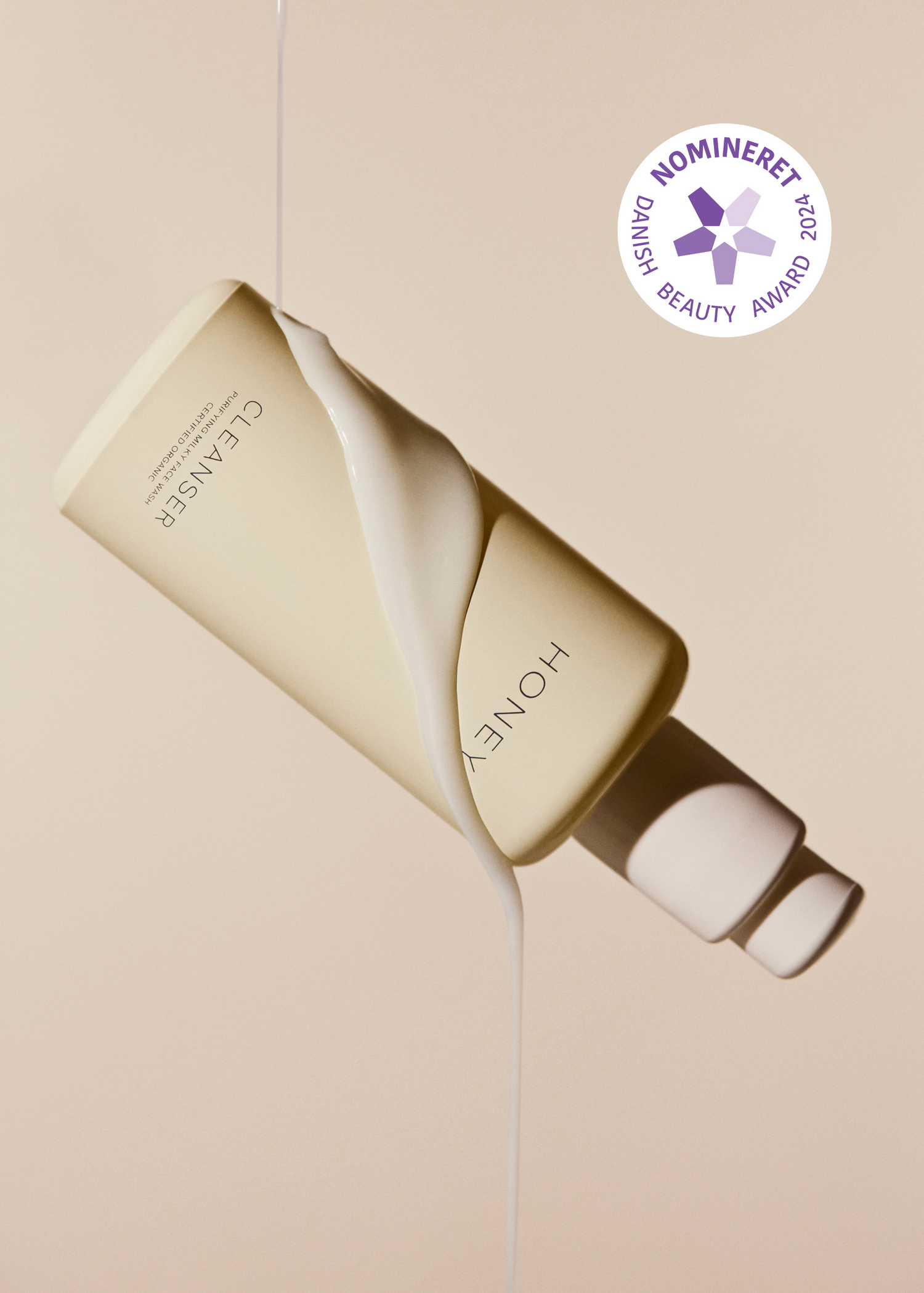 Natural fragrance-free cleanser - face wash in light yellow bottle with white cap