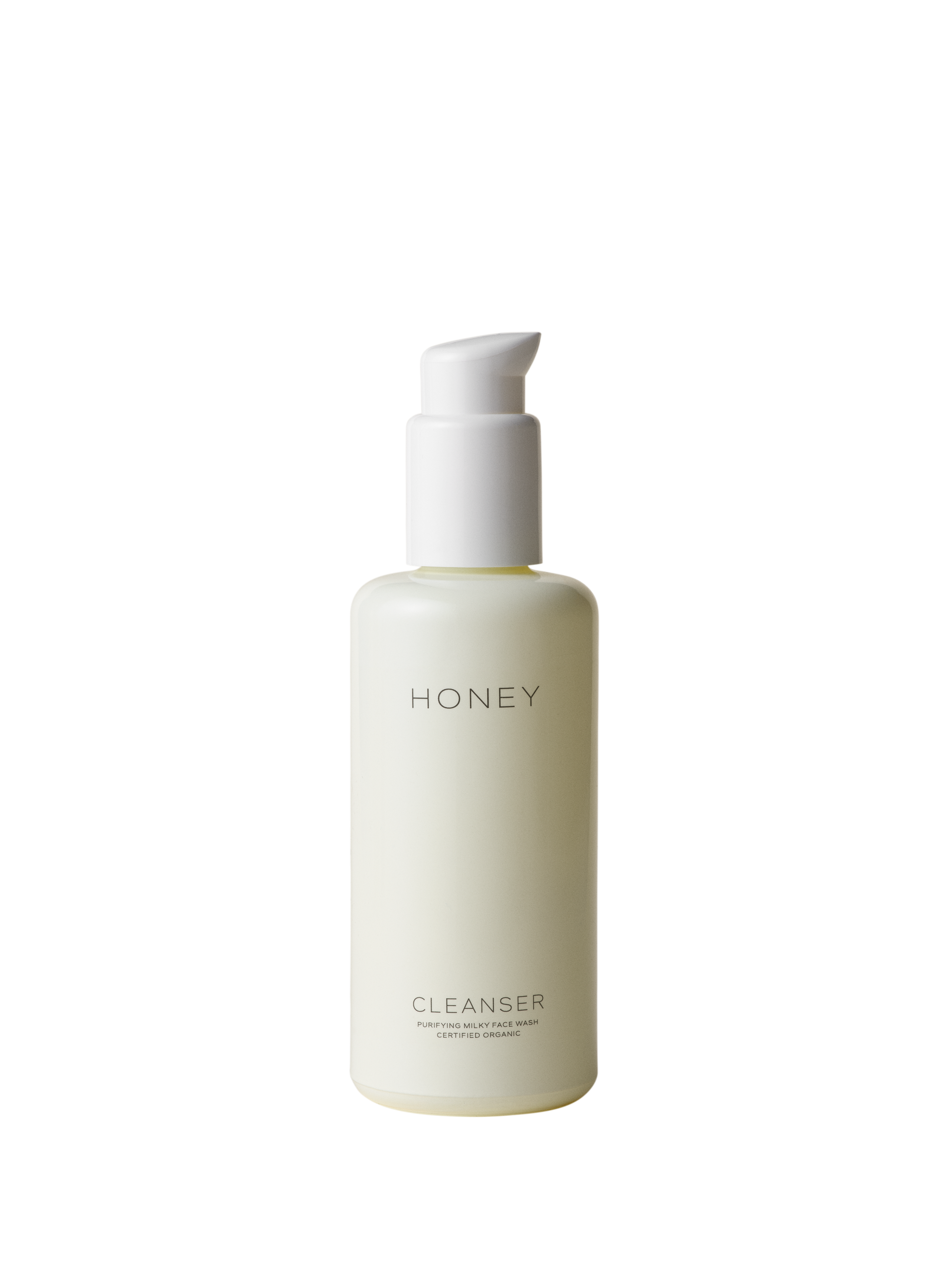 Natural clean skincare cleanser - face wash in light yellow bottle with white cap